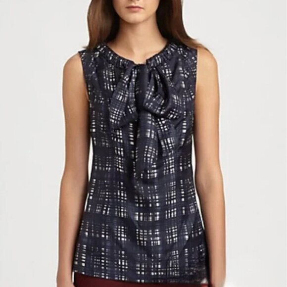 Tory Burch Saffield Blouse, Navy Blue SZ 14 - Picture 1 of 7